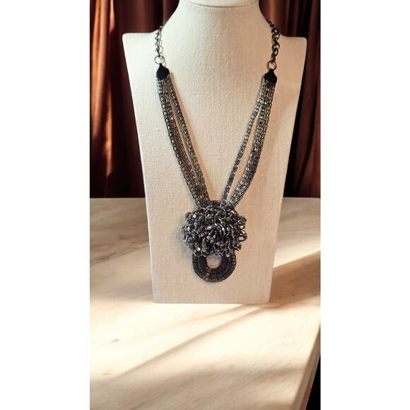 Statement Brown Antique Tone Multi-Strand Necklace - Picture 3 of 6